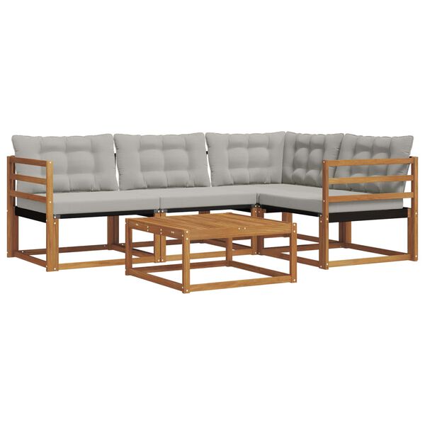 vidaXL Ensemble de canap&eacute;s d'ext&eacute;rieur 5 pcs Gris Naturel et Clair