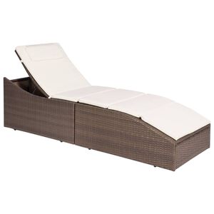 vidaXL Chaise longue avec coussin R&eacute;sine tress&eacute;e Marron