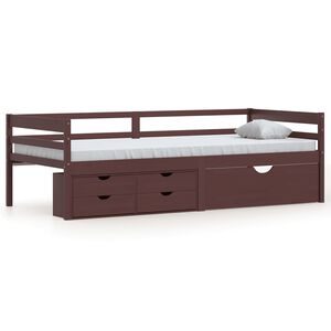 vidaXL Cadre de lit avec rangement sans matelas marron fonc&eacute; 90x200 cm