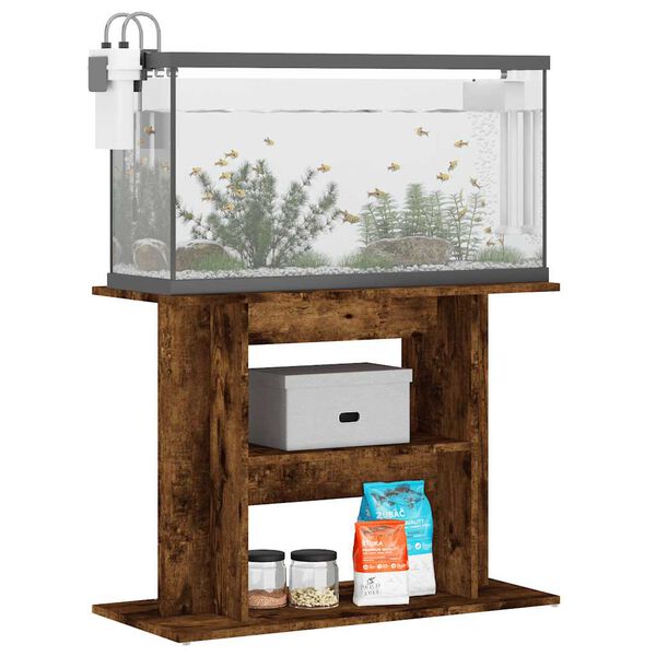 vidaXL Support d'aquarium Ch&ecirc;ne fum&eacute; 80x35x60 cm Bois d'ing&eacute;nierie