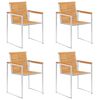 vidaXL Chaises de jardin lot de 4 avec coussins Bois de teck massif
