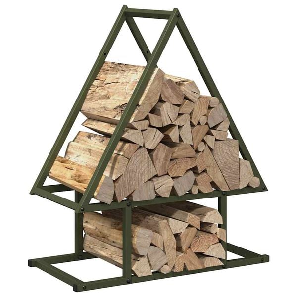 vidaXL Portant de bois chauffage vert olive 50x25x60 cm