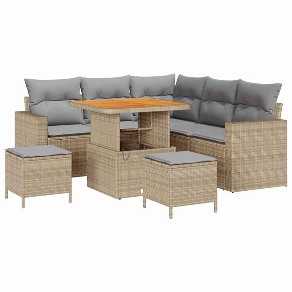 vidaXL Ensemble de canap&eacute; de jardin 9 pcs Beige et Gris clair