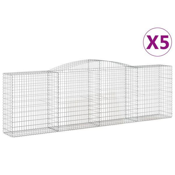 vidaXL Paniers &agrave; gabions arqu&eacute;s 5 pcs 400x50x120/140 cm Fer galvanis&eacute;