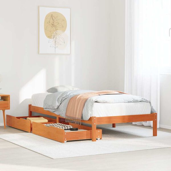 vidaXL Cadre de lit sans matelas cire marron 90x190 cm bois pin massif
