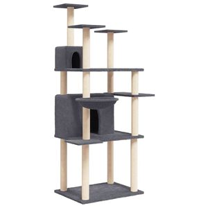 vidaXL Arbre &agrave; chat avec griffoirs en sisal Gris fonc&eacute; 166 cm