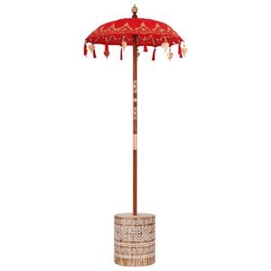 vidaXL Parasol balinais avec base Rouge 95 x 95 x 260 cm