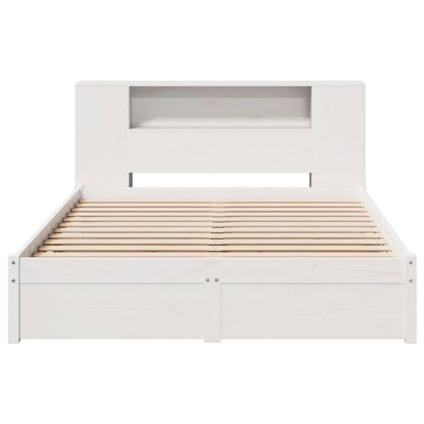 vidaXL Lit bibliothèque sans matelas blanc 140x200 cm bois pin massif