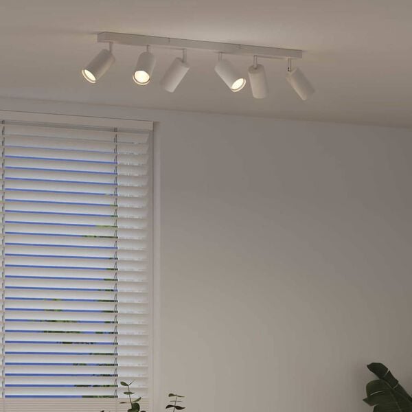 vidaXL Spot de plafond avec des projecteurs Blanc 73 x 6 x 16 cm M&eacute;tal