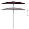 vidaXL Demi-parasol de jardin avec m&acirc;t 180x90 cm rouge bordeaux