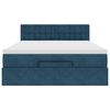 vidaXL Cadre de lit ottoman avec matelas bleu fonc&eacute; 140x190 cm velours