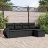 vidaXL Salon de jardin 5 pcs avec coussins noir r&eacute;sine tress&eacute;e