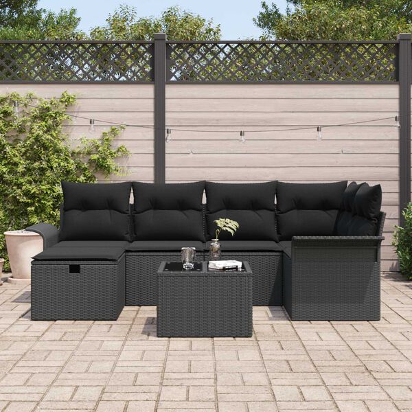 vidaXL Ensemble de canap&eacute; de jardin avec coussin 7 pcs Poly rotin