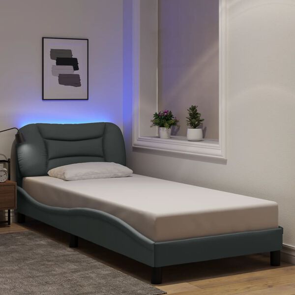 vidaXL Cadre de lit avec LED sans matelas Hvar gris clair 90x200 cm tissu