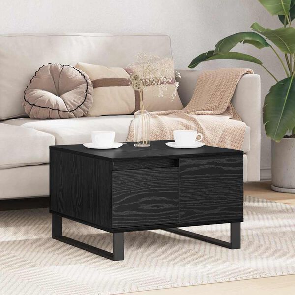 vidaXL Table basse Ch&ecirc;ne noir 55 x 55 x 36,5 cm Bois d'ing&eacute;nierie