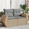 vidaXL Canap&eacute; de jardin avec coussins 2 places beige r&eacute;sine tress&eacute;e
