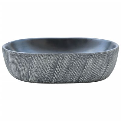 vidaXL Vasque à poser noir et gris ovale 47x33x13 cm céramique