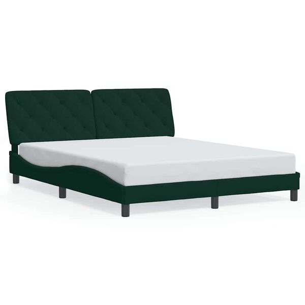 vidaXL Cadre de lit sans matelas vert fonc&eacute; 160x200 cm velours