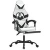 vidaXL Chaise de jeu pivotante et repose-pied Blanc et noir Similicuir