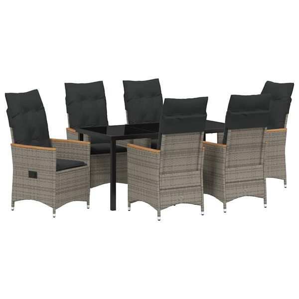 vidaXL Ensemble de salle &agrave; manger pour jardin 7 pcs Gris polyrotin