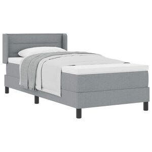 vidaXL Lit &agrave; ressorts avec matelas Gris clair 200 x 90 cm Polyester