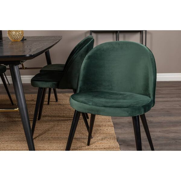 Venture Home Chaises &agrave; manger lot de 2 Velvet velours noir/vert