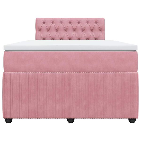 vidaXL Sommier &agrave; lattes de lit avec matelas Rose 120x200 cm Velours