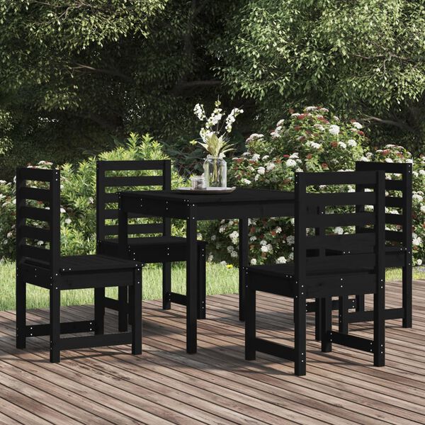 vidaXL Ensemble &agrave; manger de jardin 5 pcs noir bois massif de pin