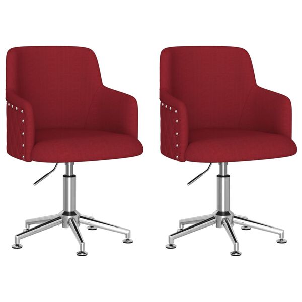 vidaXL Chaises pivotantes &agrave; manger lot de 2 Rouge bordeaux Tissu