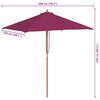 vidaXL Parasol d'extérieur avec mât en bois 150x200 cm rouge bordeaux