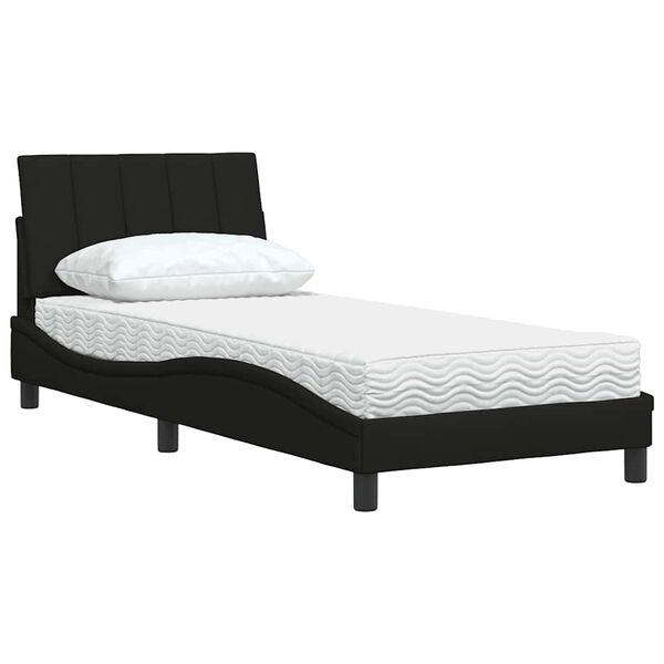 vidaXL Lit avec matelas Hanko noir 90x200 cm tissu