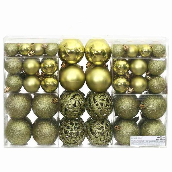 vidaXL Boules de Noël 100 pcs vert clair 3 / 4 / 6 cm