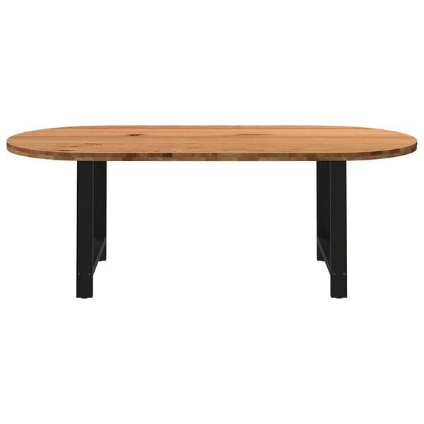 vidaXL Table &agrave; manger 220x100x74 cm bois de ch&ecirc;ne massif ovale