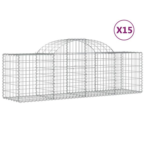 vidaXL Paniers à gabions arqués 15 pcs 200x50x60/80 cm fer galvanisé