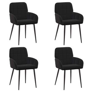 vidaXL Chaises de salle &agrave; manger 4 pc Velours Noir 57 x 50 x 85 cm