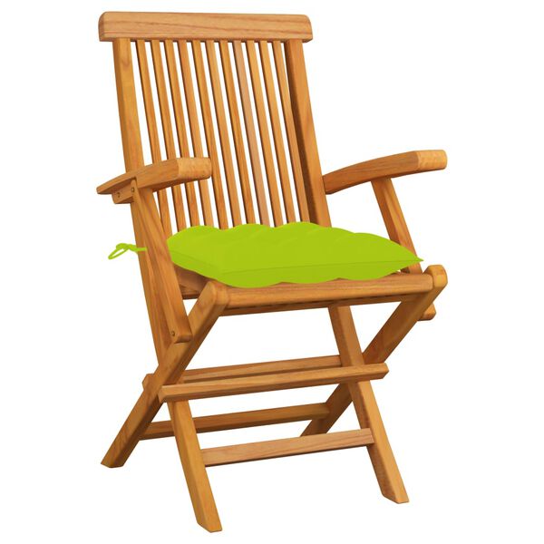 vidaXL Chaises de jardin avec coussins vert vif lot de 3 Bois de teck