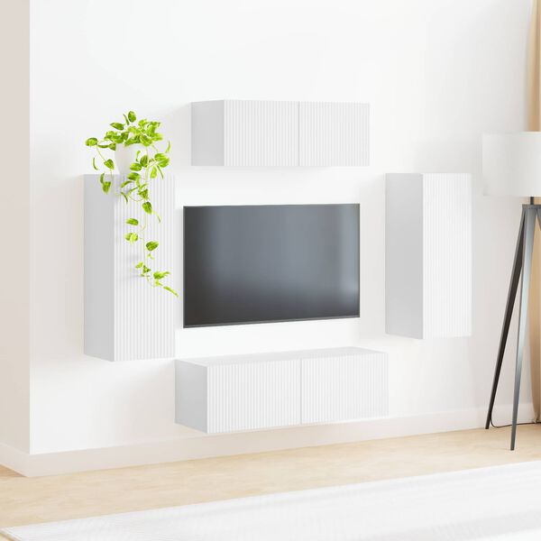 vidaXL Ensemble meuble TV 4 pcs Blanc Bois d'ing&eacute;nierie
