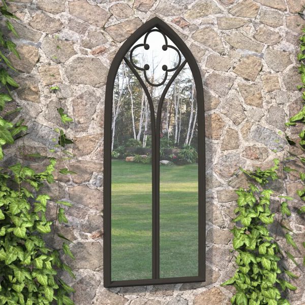 vidaXL Miroir de jardin Noir 70x30 cm Fer pour utilisation ext&eacute;rieure