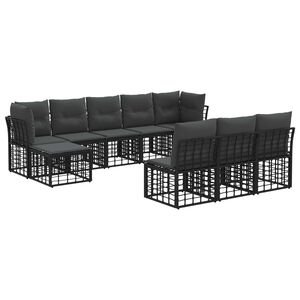 vidaXL Ensemble de canap&eacute;s d'ext&eacute;rieur Noir et Gris fonc&eacute; Polyester