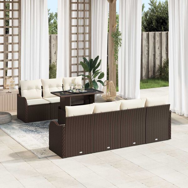 vidaXL Ensemble de canap&eacute; de jardin 8 pcs Marron Poly rotin