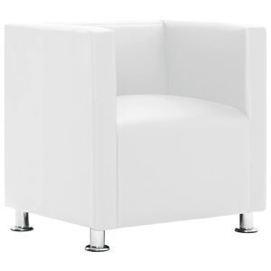 vidaXL Fauteuil cube blanc simili cuir