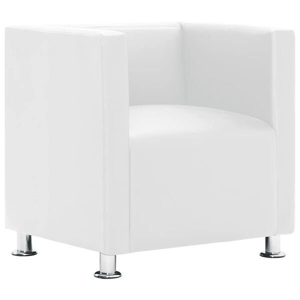 vidaXL Fauteuil cube blanc simili cuir