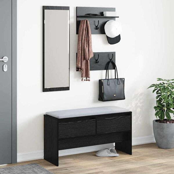 vidaXL Ensemble de meubles d'entr&eacute;e 4 pcs Ch&ecirc;ne noir Bois d'ing&eacute;nierie