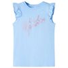 T-shirt enfants avec manches &agrave; volants bleu clair 140