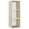 vidaXL Meuble TV blanc et ch&ecirc;ne sonoma 107x35x37 cm bois d&rsquo;ing&eacute;nierie