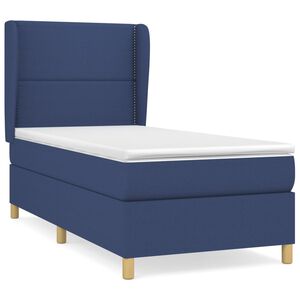 vidaXL Sommier &agrave; lattes de lit avec matelas Bleu 90x190 cm Tissu