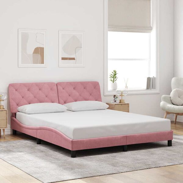 vidaXL Cadre de lit sans matelas rose 160x200 cm velours