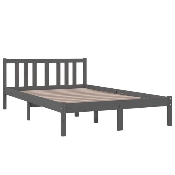vidaXL Cadre de lit sans matelas gris bois massif 120x200 cm
