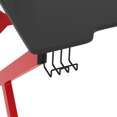 vidaXL Bureau de jeu et pieds en forme de K Noir et rouge 90x60x75 cm