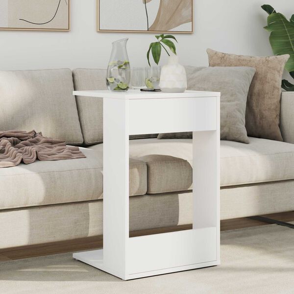 vidaXL Table d'appoint Blanc 40 x 38 x 62,5 cm Bois d'ing&eacute;nierie